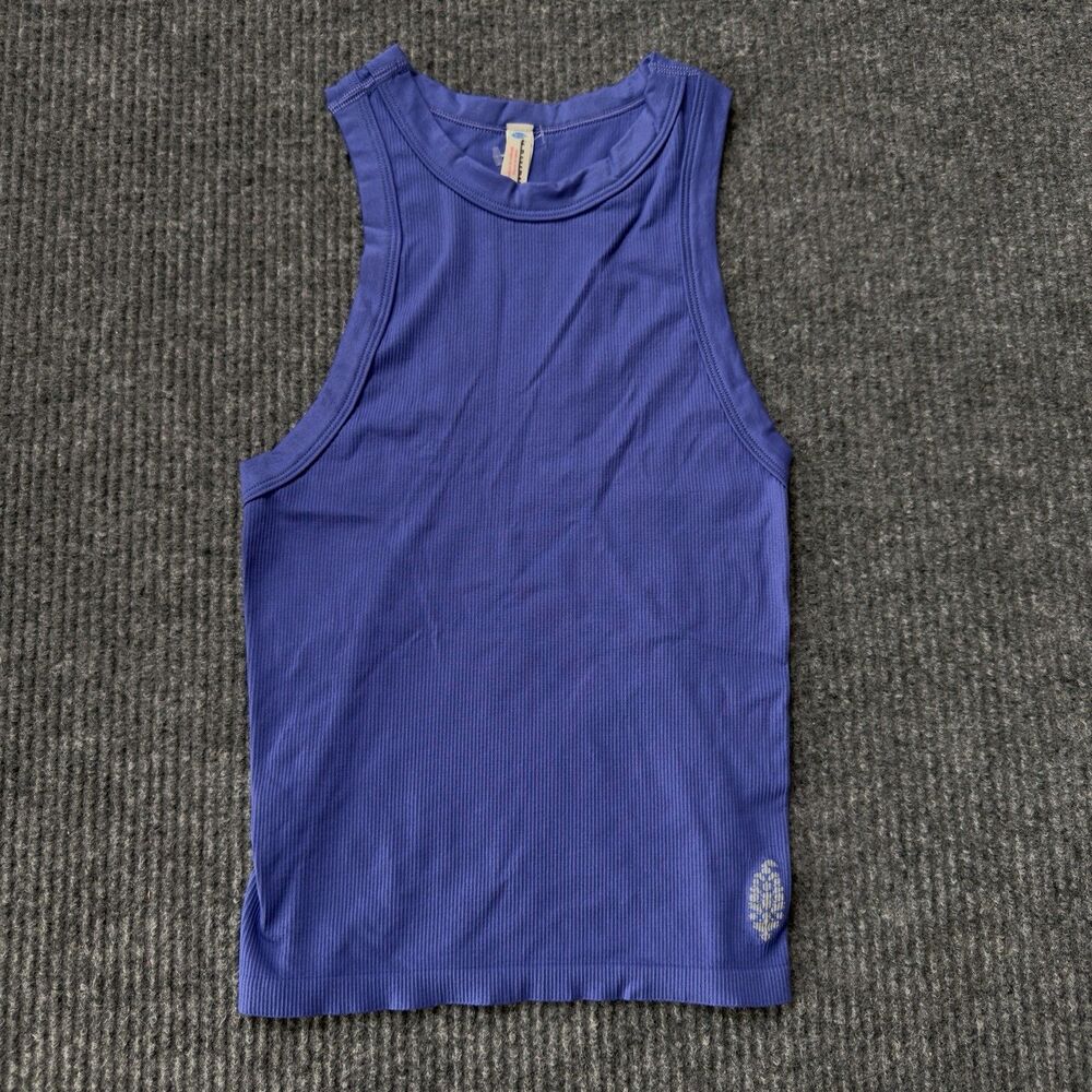 Free People FP Movement Size XS/S Blue Ribbed Racerback Dynamite Tank NWOT